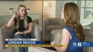 Blind woman fed up that her guide dog is denied service by rideshare drivers