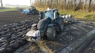 Ploughing w/ Valtra T234 +5 furrow Lemken Juwel 8 & sowing w/ Valtra T194 + Lemken Saphir 7 | Mud