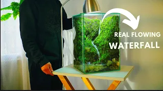 i made a real flowing waterfall in a glass tank | waterfall paludarium