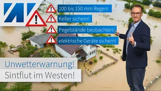 Extremes Unwetter sorgt für schweres Hochwasser! Bis Donnerstag Sintflut. Höchste Warnstufe.