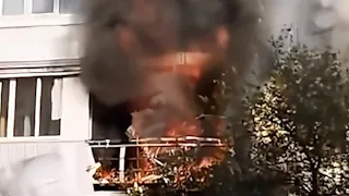 Тип в маске взорвал и спалил хату своей бывшей? Real video