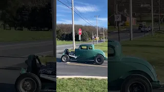 Original Henry Ford Steel 1932 Five Window Coupe Hot Rod With a Chevrolet 409 Big Block Pulling Out!