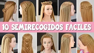 10 Easy semi-collected | Hairstyles with fast braids for long and loose hair