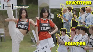 ENHYPEN & SEVENTEEN's reaction to LESSERAFIM's entrance ft.  KAZUHA's vertical split