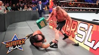 Brock Lesnar F-5s Braun Strowman & smashes him with his Money in the Bank briefcase: SummerSlam 2018