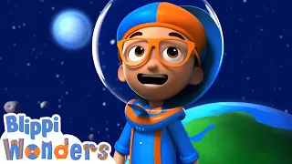 Blippi's Moon Mission! | Blippi Wonders | NEW Animated Series | Cartoons For Kids