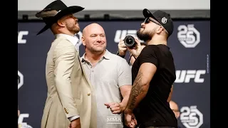 Donald Cerrone vs. Mike Perry UFC 25th Anniversary Press Conference Staredown - MMA Fighting