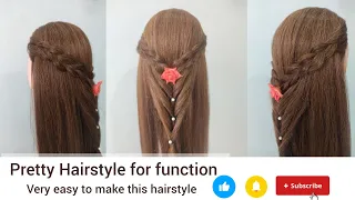 simple hairstyle. easy hairstyle for function.#trendy #hairstyle #viral #treditional #hairtutorial❤️