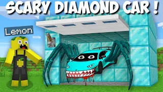 Never OPEN THIS DIAMOND GARAGE WITH SCARY MONSTER CAR in Minecraft ! SECRET KILLER CAR !