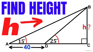 Angle of Elevation: Find the Height "h" in this Right Triangle | Fast & Easy Tutorial