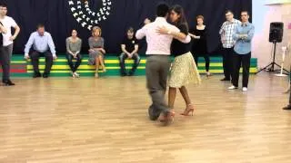 Sebastián Archaval and Roxana Suarez - Giros 1/2, argentine tango lesson (2014 Riga Tango Fiesta)