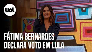 Fátima Bernardes declara voto em Lula no 1º turno das eleições: 'Pensei muito'. veja o vídeo
