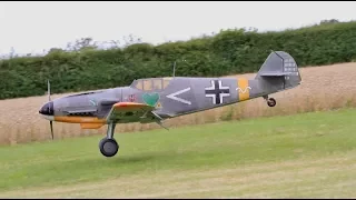 2 X GIANT SCALE MESSERSCHMITT BF109`S WITH SMOKE ON AT WILLIS WARBIRDS - 2017