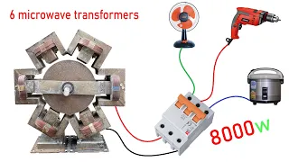 I make 220v electric Generator from 6 Microwave Transformers