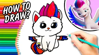 HOW TO DRAW ZIPP STORM AS A CUTE CAT | How to draw My Little Pony | Drawing and Coloring for kids.