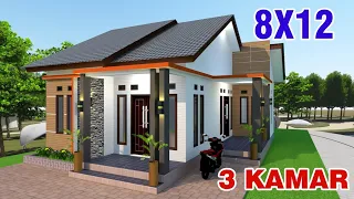 Desain rumah minimalis // 3 kamar tidur dengan ukuran 8x12 meter di pedesaan (Owner: Bpk. Hengky)