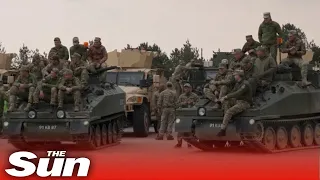 Ukrainian soldiers train with British soldiers in combat drills