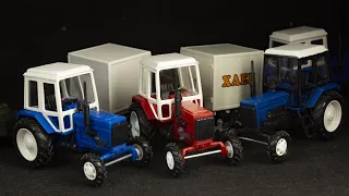 Тракторы МТЗ-82 Масштабные модели Метал-Пласт из России с прицепами и без