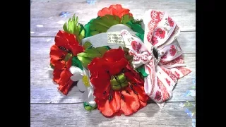 Резинка на пучок в украинском стиле/DIY kanzashi satin flower