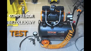 Kompresor bezolejowy VEVOR  1450W, 24L - Jak używać - TEST działania. Pompowanie i przedmuchiwanie.