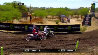 MXGP of Leon - Mexico MX2 Race 1 Thomas Covington passes Pauls Jonass