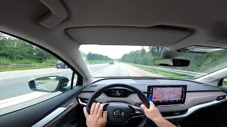 2021 Skoda Enyaq iV 60 180HP Top Speed Run on German Autobahn