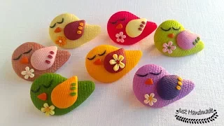 ~JustHandmade~ How to make a polymer clay (fimo) cute bird brooch