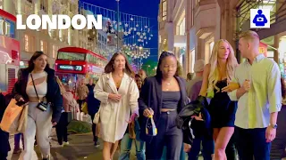 London Night Walk 🇬🇧 OXFORD STREET, Selfridges to Tottenham Court Road Station | Walking tour 4K HDR