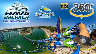 VR 360 5K Wave Breaker the Rescue Coaster Normal and Horizon Locked 4K POV SeaWorld San Antonio 2021