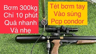 TÉT TRỰC TIẾP BƠM TAY CAO ÁP PCP VÀO SÚNG CONDOR, BƠM 300KG QUÁ NHANH, QUÁ NHẸ | Bơm súng pcp giá rẻ