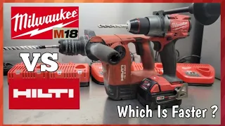 MILWAUKEE M18 FUEL GEN 4 HAMMER DRILL 2904-20 VS HILTI TE 4-A22 ROTARY HAMMER. WHICH IS FASTER?