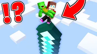 JJ and Mikey Surviving on The LONGEST DIAMOND SWORD - Minecraft Maizen