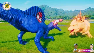 T REX|ACROCANTHOSAURUS|SPINOSAURUS|GIGANOTOSAURUS|JURASSIC WORLD EVOLUTION 1-JURASSIC PARK