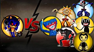 Sonic Exe Vs Huggy Wuggy, Killy Willy, Bendy, Cartoon Cat, Sundrop & Moondrop | Most Epic Video