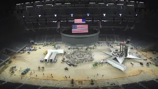 Time Lapse Houston NRG stadium Rodeo to Final Four basketball court transition (2023)