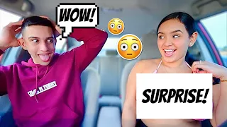 Picking Up My Boyfriend With a Bikini On To See His Reaction!! *HILARIOUS*