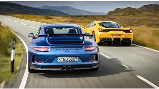 Ferrari 458 Speciale vs Porsche 911 GT3 (2014) twin test review