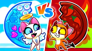 😈 Angel VS Demon Pizza Challenge for Kids by Purr-Purr 😻