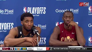 Donovan Mitchell & Caris LeVert postgame press conference following Cavs' Game 3 loss vs. Knicks