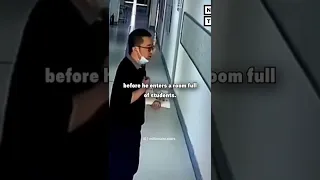 Viral Video of a Tired Chinese teacher putting on a happy face