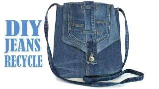 DIY JEANS LONG STRIP BAG IDEA OUT OF OLD JEANS - Cute Bag From Jeans Pants Recycle