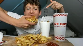 FIVE GUYS MUKBANG🖐!!*BEST BURGER EVER😭*| $12 BURGER & $5 FRIES😱 MUKBANG!! Is it good?