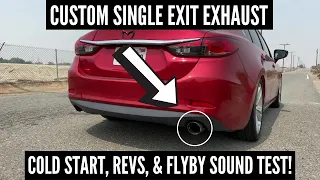 CUSTOM STRAIGHT PIPE SINGLE EXIT EXHAUST ON 2015 MAZDA 6 | Cold Start, Revs, Flybys & In-Cabin