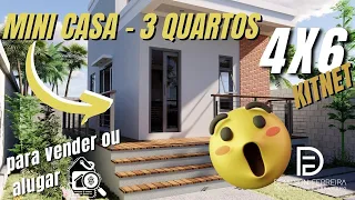 Mini Casa 4x6 com 3 quartos | Kitnet / Loft 24m |  Tiny House | Quitinete | Small House