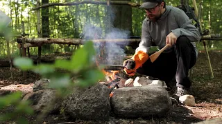 Cooking Breakfast and Making Campfire Coffee in The Woods // No Talking // Nature Sounds // ASMR