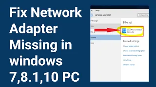 how to fix missing network adapters in windows 7,8.1,10 | missing network adapter windows 7