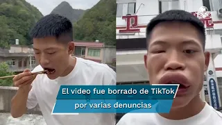 Influencer chino se come una avispa viva y termina con la cara desfigurada