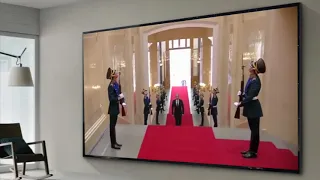 Putin's Alpha Male walking. Extraordinary!!  President Putin walking inside a Samsung 219 inch TV "