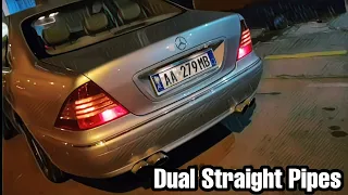 Mercedes Benz S430 W220 Brutal Exhaust Sound Dual full Straight Pipe