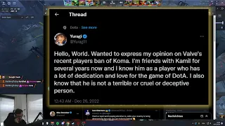 Qojqva reacts to Yuragi's Tweet regarding Valve perma banning his friend Koma